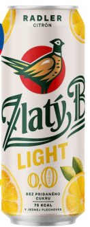 Zlatý Bažant Radler citrón bez pridaného cukru 0,0% 0,5l plech